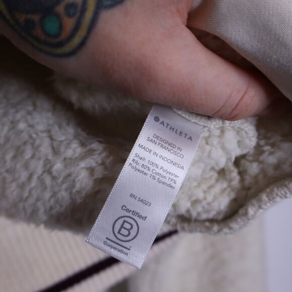 ATHLETA Tugga Sherpa Jacket Natural High Neck Full Zip Ribbed Cuffs Women's XS - Picture 15 of 15